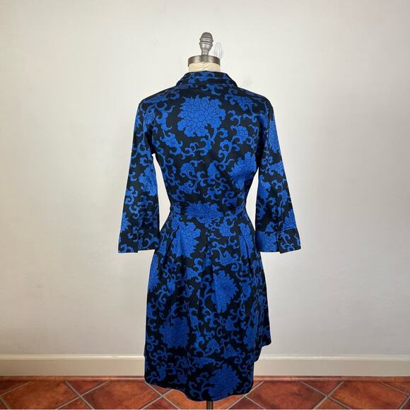 Jigsaw Blue Filagree Button Down Flare Dress - Picture 6 of 8